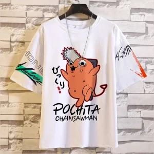 체인소 맨 포치타 남성용 루즈핏 반팔 티셔츠 애니메이션