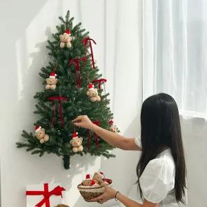 산타 테디베어 크리스마스 벽트리 미니트리 벽걸이 장식 오브제 크리스마스트리 풀세트 90cm