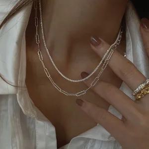 s925실버 럭셔리 체인 안개꽃 목걸이 실버목걸이 실버목걸이