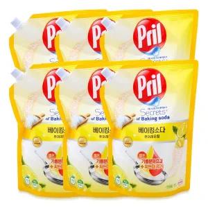 프릴 베이킹소다 주방세제 퓨어레몬향 리필 1L 6개