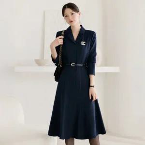 [시크라인] 파오세르 벨트 플레어 원피스