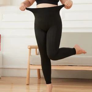 빅사이즈 기모레깅스 겨울 기모안감 타이즈 보온 신축성 블랙 여성 데일리룩