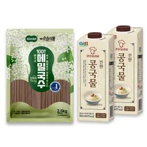 [순솔X정식품] 순솔 100% 메밀국수2.5kg X 간단요리사 진한 콩국물 950ml 2팩