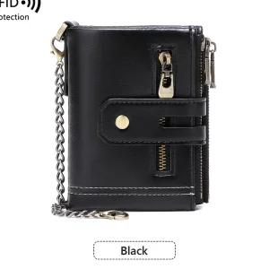 남성용 반지갑 더블 지퍼 3단 수납 미국 체인 및 신제품 유럽 비즈니스용 멀티카드