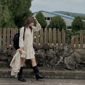 [빅사이즈]이블렛 트온뉴 ST 코듀로이 캉캉 미니 원피스 제이스타일