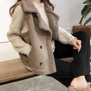 여성 페이크 퍼 조끼 루즈핏 레이어드 데일리 여성 무스탕 조끼 겨울