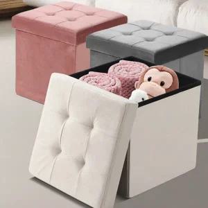 수납 의자 다용도 리빙박스 인테리어 수납 스툴 거실 화장대 사이드 접이식 보관함 테이블 용품 안락