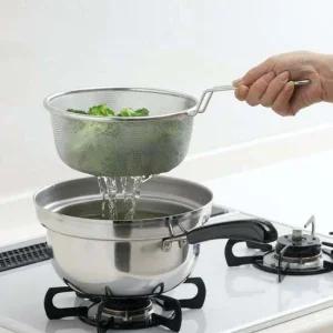 일본 올 스텐 손잡이 채망 육수망 채반 야채 스트레이너 데침 소쿠라 건짐망