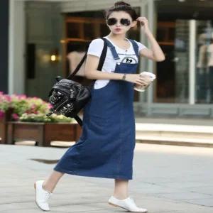 여름 여성 데님 멜빵치마 봄 점프수트 가을 롱 진청