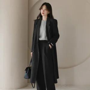 [시크라인] 아네지오 퀄팅안감 핸드메이드 울 코트 겨울 하이퀄리티 아우터 롱코트 격식룩 캐쥬얼 출근룩 베이직