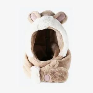 트윈스파파 여성 토끼 귀 방한 후드 머플러형 장갑(P0000TIN) 세트