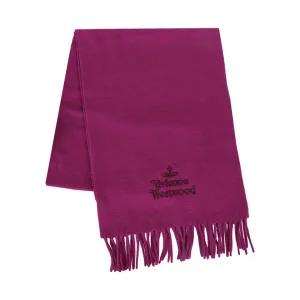 [비비안웨스트우드] 25FW 여성 자수 로고 울 머플러 푸시아 81030007 W00Q7 G410