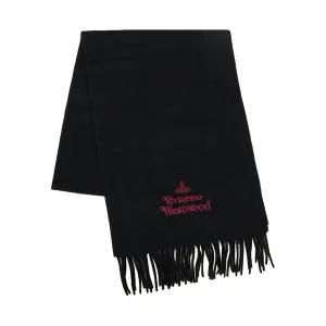 [비비안웨스트우드] 25FW 여성 자수 로고 울 머플러 블랙 81030007 W00Q7 N401