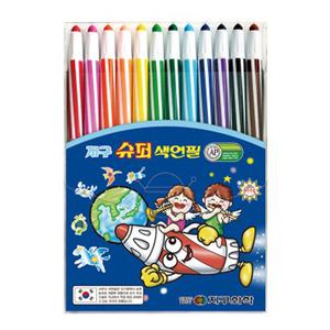 지구화학 슈퍼 색연필 12색 줄무늬 돌돌이 샤프식 컬러링 초등 유치원 입학 미술 준비물