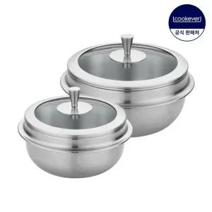 쿡에버 누보 인덕션 통3중 스텐 뚝배기 2종 세트 (G14+G16)