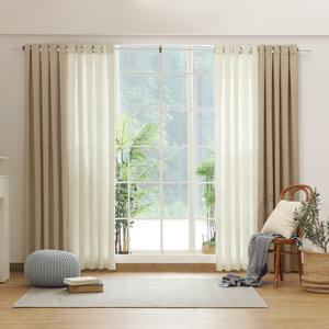 더자리 아일렛 솔리드 암막커튼 특대형 베이지+끈 280x250cm, 1개