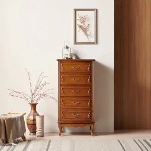 [더리체] 수입 프렌치 엔틱가구 원목 안티 5단 수납서랍장