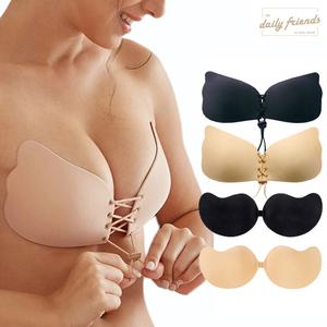 접착 가슴골 메이커 붙이는 누드브라 오프숄더 심리스 끈없는 드레스브라 웨딩 수영복 실리콘 누브라