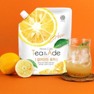 갈아만든 유자청 액상 파우치 500g 원액 마멀레이드 쨈 음료수 주스 에이드