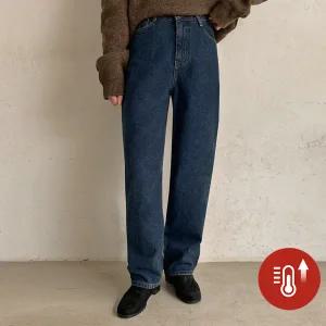 핫핑 [겨울청바지/캐주얼] 파넬리 뒷밴딩 기모 루즈 일자핏 데님팬츠