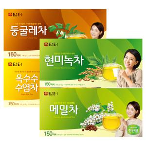 담터 침출차 티백 150T 4종(둥굴레차150T+옥수수수염차150T+메밀차150T+현미녹차150T) 총600T