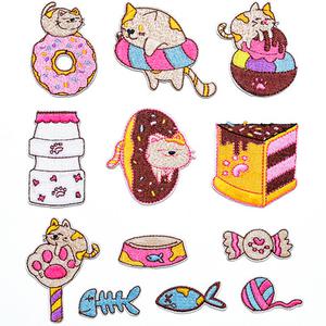 고양이놀이터 와펜 12종 세트 의류diy 스티커 동대문와펜 오바로크 패치 의류리폼 열접착