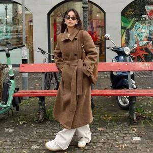 [온앤온](강남점)[기은세 착용] 하이넥 벨티트 오버핏 울 코트 NEW5XHB25_7J