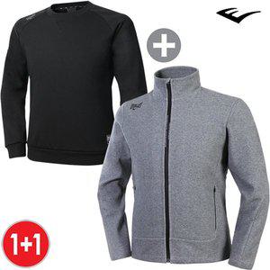 [에버라스트] 남녀공용 풀 집업자켓+맨투맨 티셔츠 E-540UMD+E-204UBK 2종 세트 트레이닝복 운동복