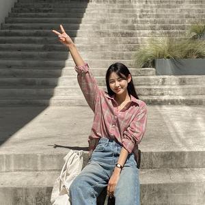 [시크릿라벨]  데일리빈티지체크카라셔츠