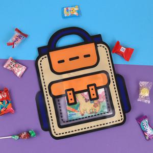 책가방 구디백 B 대 주황 답례품 지퍼백 어린이집 유치원 단체 간식 생일 선물 포장