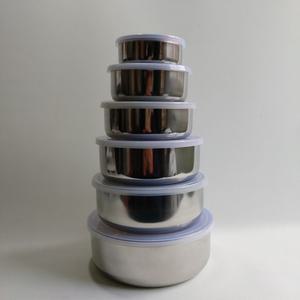 올 스텐 반찬통 뚜껑 있는 스테인리스 믹싱볼 용기 6종 세트