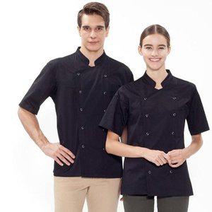 [기타]블랙 반팔 더블스냅 조리사복 주방복 조리복 위생복 (WFGNYYA)