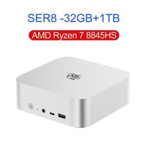 Beelink 미니 게임용 PC SER8 AMD Ryzen 7 8845HS 32G DDR5 1T NVME PCIe4.0 SSD 2.5Gbps 데스크탑 컴퓨터