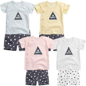 아기옷 여름내복 국내생산 세모친구 쟈가드내의(반팔) 유아상하복세트 백일 돌 실내복_그린베베