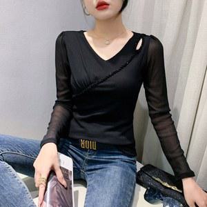 방송댄스복 라인댄스복상의 에어로빅복 바옷 상의 바댄스복 브이넥 여성 단체복 티셔츠