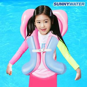 써니워터 파스텔 넥베스트 튜브_핑크 물놀이 여행 휴가 수영장 바다 파도타기 성인 유아 의자