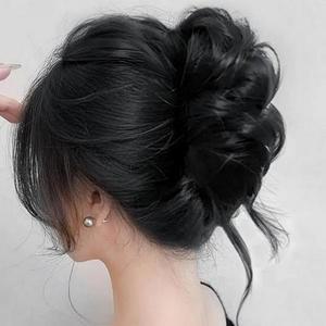 여성용가발 웨이브 당고머리 올림머리 블랙 집게핀