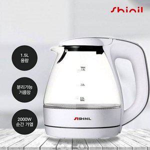 고품질 무선 신일G15S 자동전원차단 커피포트 유리 1.5L 전기 내열유리주전자 무선전기포트 (WFH0XAJ)