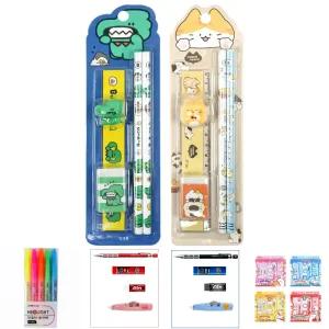 냥냥 부부코 캐릭터 문구세트 12개/형광펜/세트/초등학생/선물/단체/어린이/연필/샤프/학용품/문구/초등/
