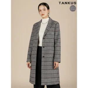 [하프클럽/BNX]여성 방모 글랜체크 퀼팅 패딩 코트