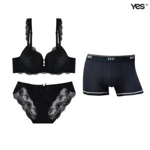 [롯데백화점]예스 로즈 블랙 커버리지 브라 커플속옷SET2 YSWBB101YSWPB102YSMDB101