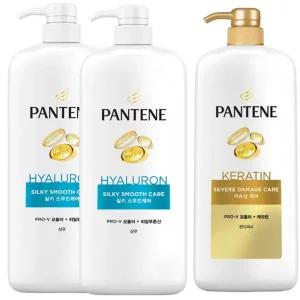 대용량 팬틴 실키 스무드케어 샴푸 1200ml x2개 + 극손상 컨디셔너 린스1200ml x1개