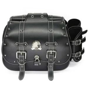 오토바이 안장가방 바이크 할리 방수 슈퍼커브 새들백 사이드백(중형/독수리로고)-브라운