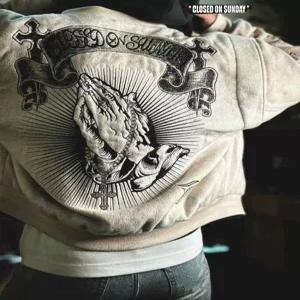 오버핏 점퍼 아메리칸 레트로 치카노 갱스터 빈티지 타투 힙합 예술 셔츠 루즈핏