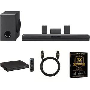 LG SQC4RKIT1 4.1 채널 홈 시어터 사운드바 시스템, 무선 서브우퍼 및 후면 스피커, 돌비 디지털, 블루투스