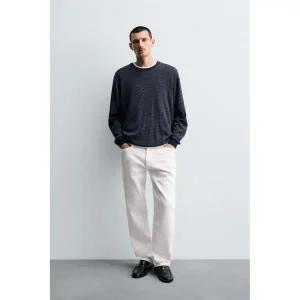 ZARA 스트라이프 코튼-캐시미어 스웨터 - 그레이 / 블루