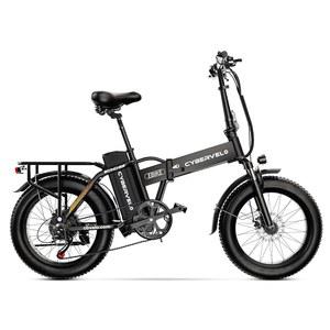 사이버벨로 1000W 접이식 전기 자전거 48V 20 8AH 대형 탈착식 배터리 전기 자전거 시속 30마일 이상 최대 주행거리 80마일 20인치 뚱뚱한 타이어 전기 자전거 출퇴근용 전기 자전거
