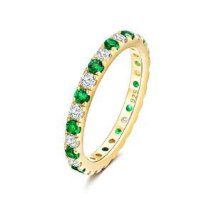 데이바이데이 사파이어/에메랄드/루비 여성용 풀 이터널 밴드 반지, 2.4mm 얇은 스태커블 탄생석 925 스털링 실버/14K 골드 도금 보석 웨딩 기념 반지 사이즈 6~10