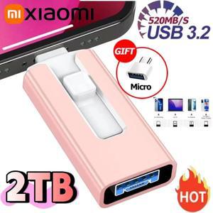 새로운 4 in 1 OTG 512GB 256GB 아이폰용 USB 3.0 플래시 드라이브 2TB 안드로이드 타입C 모바일 마이크로