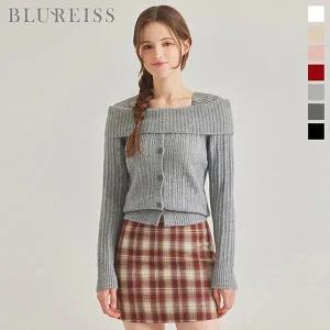 [신세계라이브쇼핑][블루레이스] 반오프 숄더 립단추 니트_B5W1KT2111